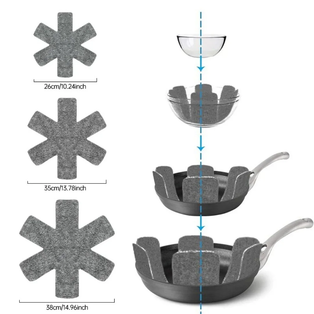 Pot and Pan Protectors 6Pcs Pot Dividers Pad Non-woven 3 Sizes Pans Separator Pads for Protecting Separators Pads Cookware
