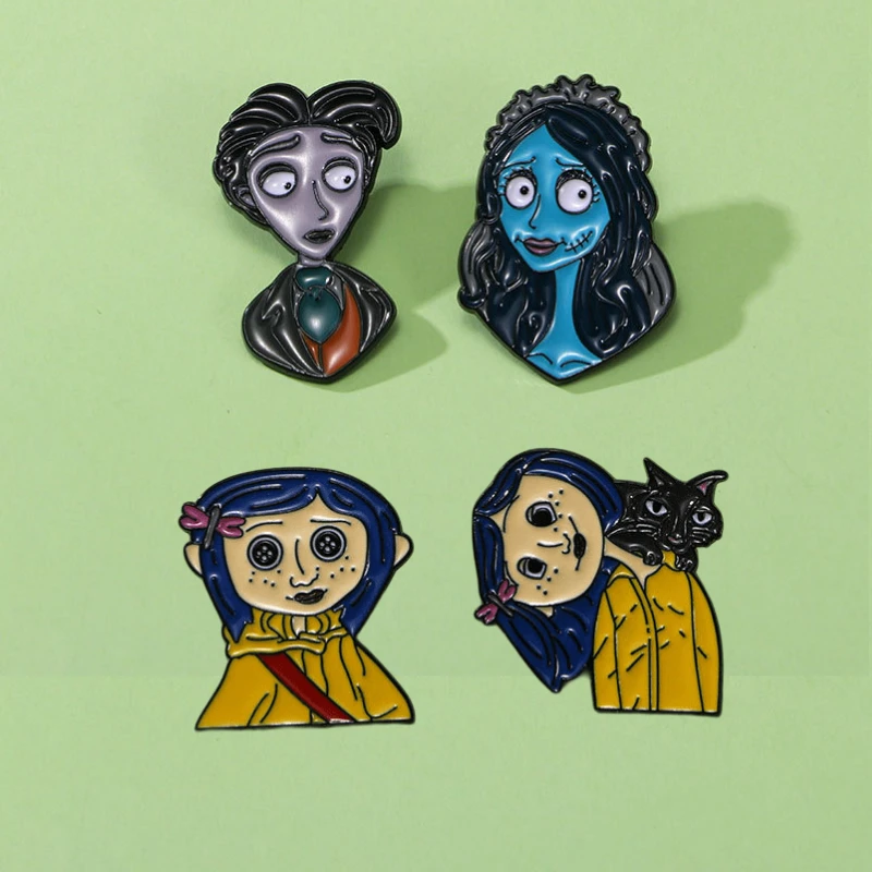 

Coraline Enamel Pin Lapel Pins for Backpacks Brooches on Clothes Women Cute Jewelry Manga Christmas Gift Anime Accessories