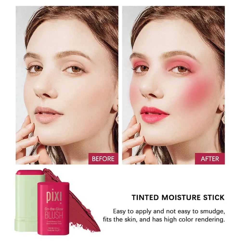 3-in-1 multifunctionele Blush Stick Easy Color Rouge Brusher Waterproof Blusher Cream Rendering Matte Contour Make-up