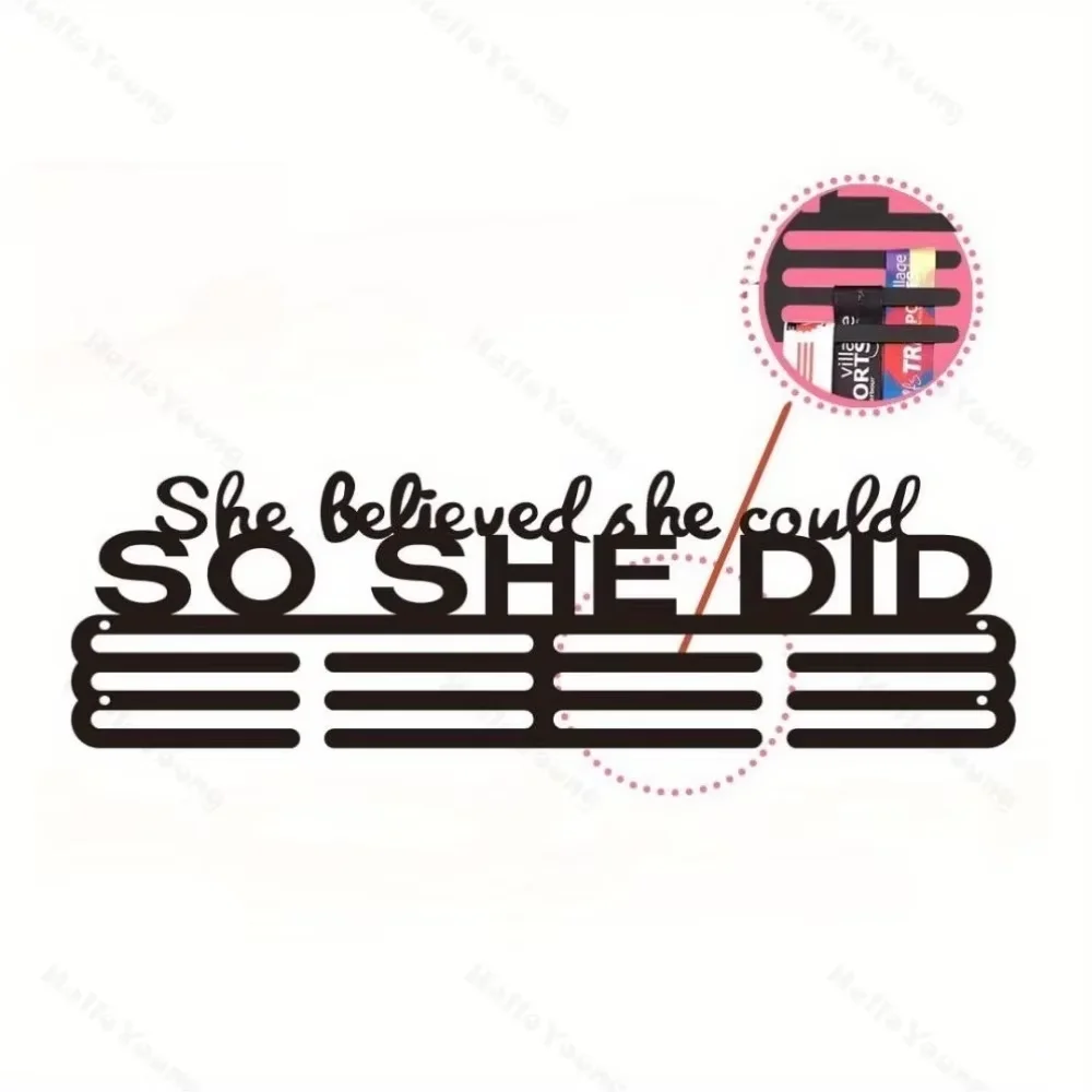 CIFBUY Iron Art Wall Medal Display Cheerleading Gymnastics Ribbons Empowering Motto Motivational For Home Decor