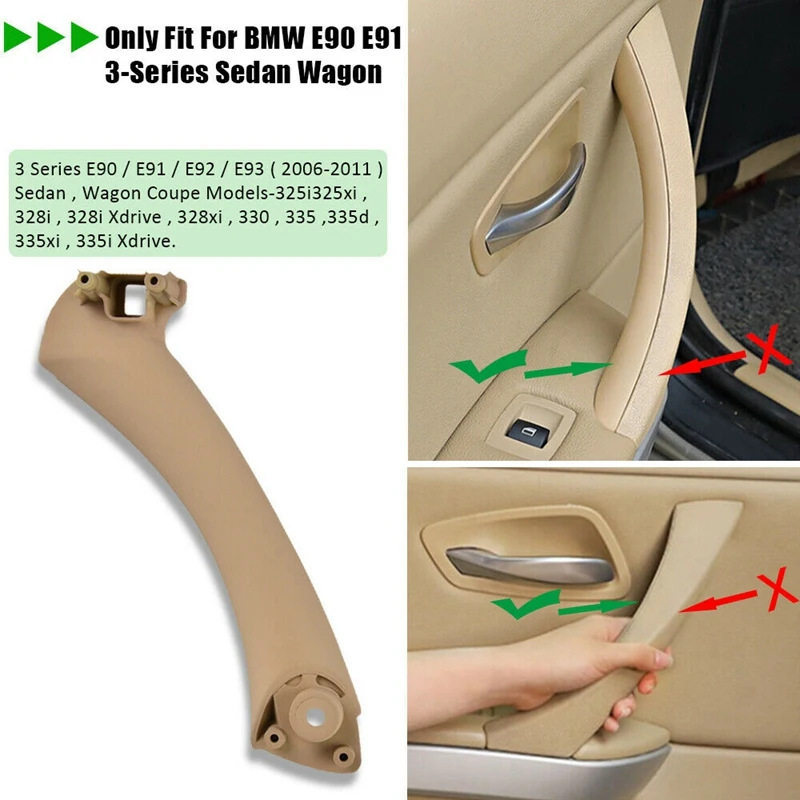 

For -BMW E90 328I 2007-2012 Beige Left Side Inner Door Panel Handle Pull Trim Cover 51417230853