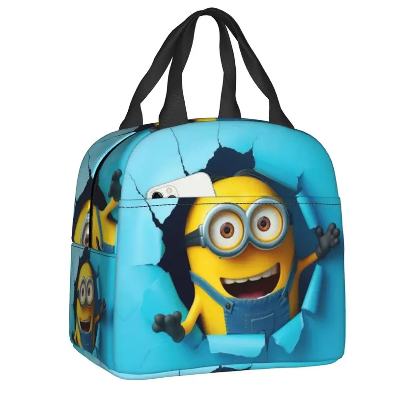 

Custom M-Miniones Lunch Bag Men Women Cute Cartoon Cooler Warm Insulated Lunch Boxes for Kids School