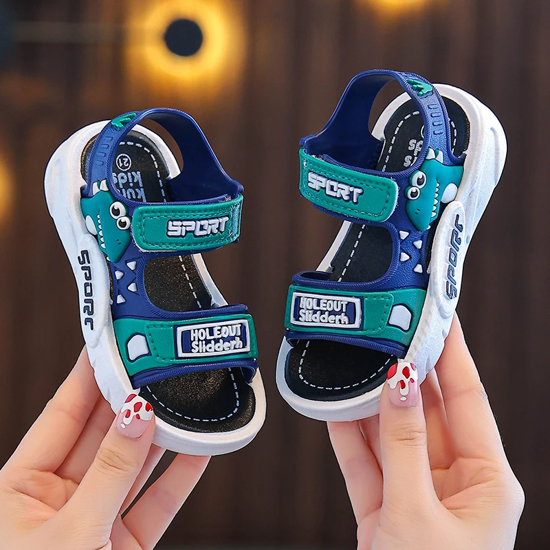 Trendy Cute Cartoon Open Toe Sandals For Boys, Breathable Lightweight Wear-resistant Sandals For All Seasons