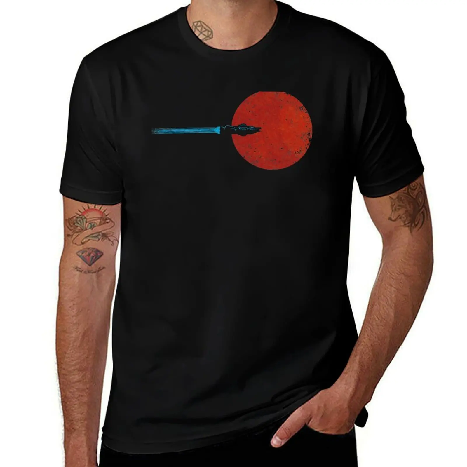 Flight over Mars T-Shirt cotton graphic tees anime stuff clothes for men