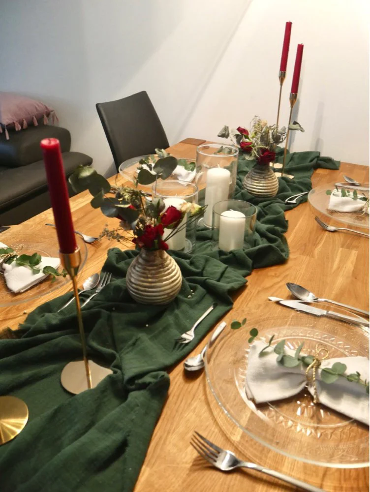 Retro Burr Texture Dining Table Path,Cotton Gauze Table Runner,Personalize Vintage Wedding  Kitchen Dinner Chair Decoration