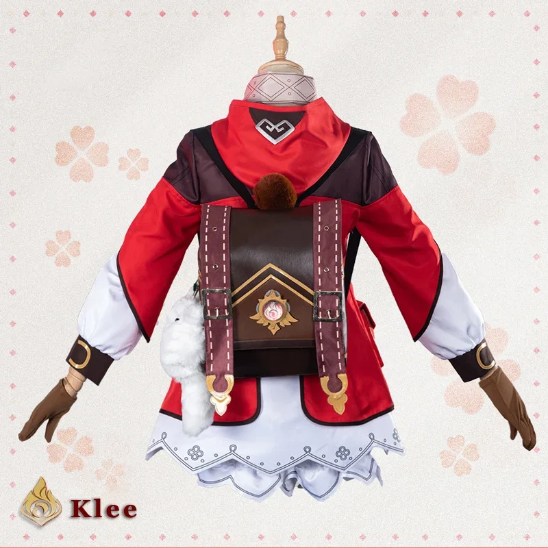 Game Genshin Impact Cosplay Klee Costume Uniform Wig Cute Lady Female Girl Maid Women Anime Suit Halloween Cloth