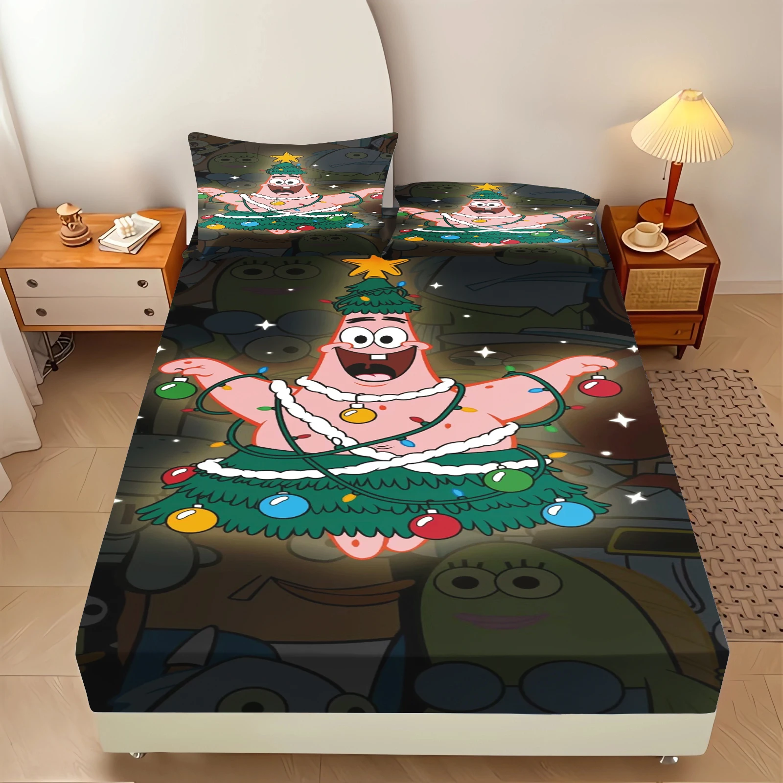 SpongeBob SquarePants Fitted Sheet Set Patrick Star Fruit Grapefruit Bubble Print Pink Base Cartoon Kids Bed Sheet view 5