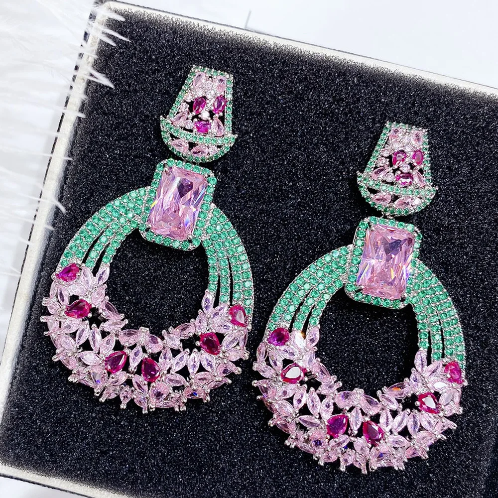

missvikki Luxury Popular Waterdrop Full Mirco Paved Cubic Zircon Naija Wedding Earrings Fashion Jewelry Romantic Sweet Gift
