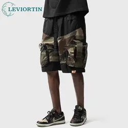 Pantalones cortos de camuflaje de algodón puro para hombre, pantalones cortos elásticos con múltiples bolsillos para exteriores, entrenamiento de carga, Camping, escalada, Verano