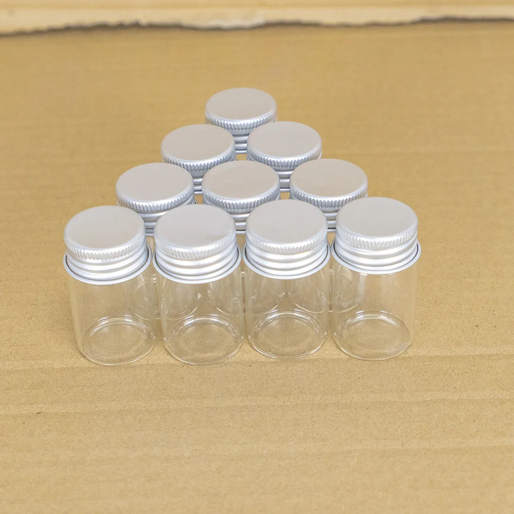 12pcs 30*50mm 20ml Tiny Glass Bottles Silver Screw Cap Storage Bottles Small Jars Mini Containers 20CC Vial Bottles