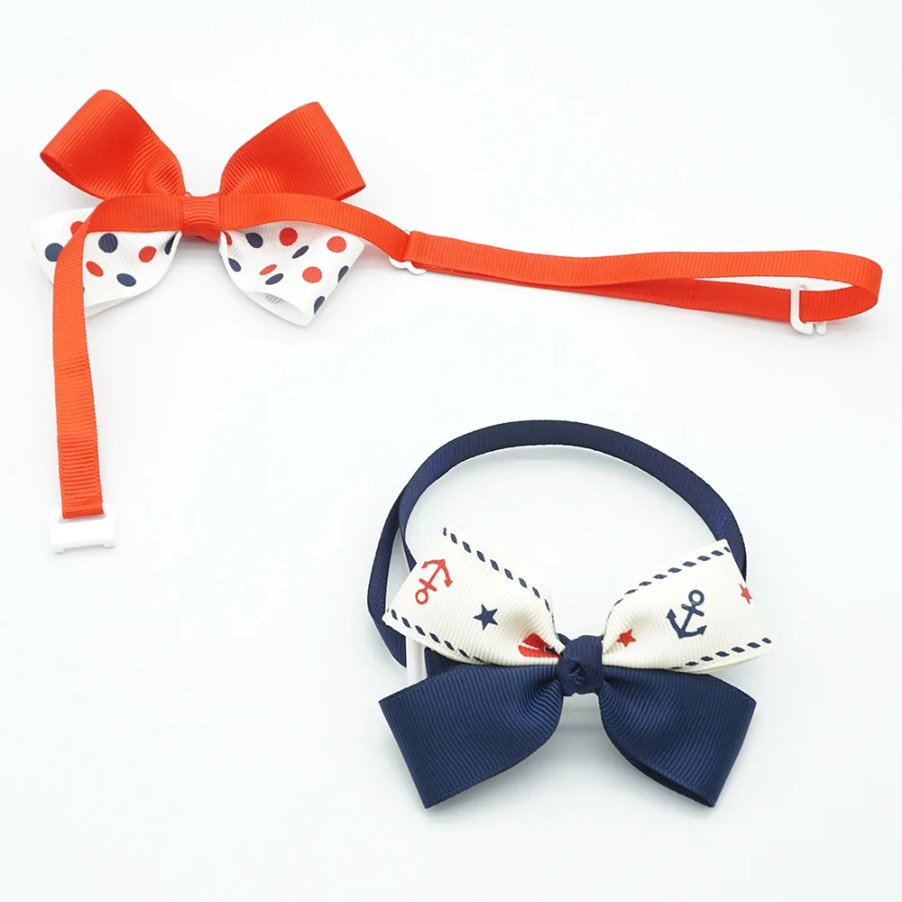 Navy Style Pet Bow Ties Dots Anchor Striped Pattern Cat Puppy Ribbon Bowtie 8 Colors Dog Neck Collar Pet Grooming Accessories