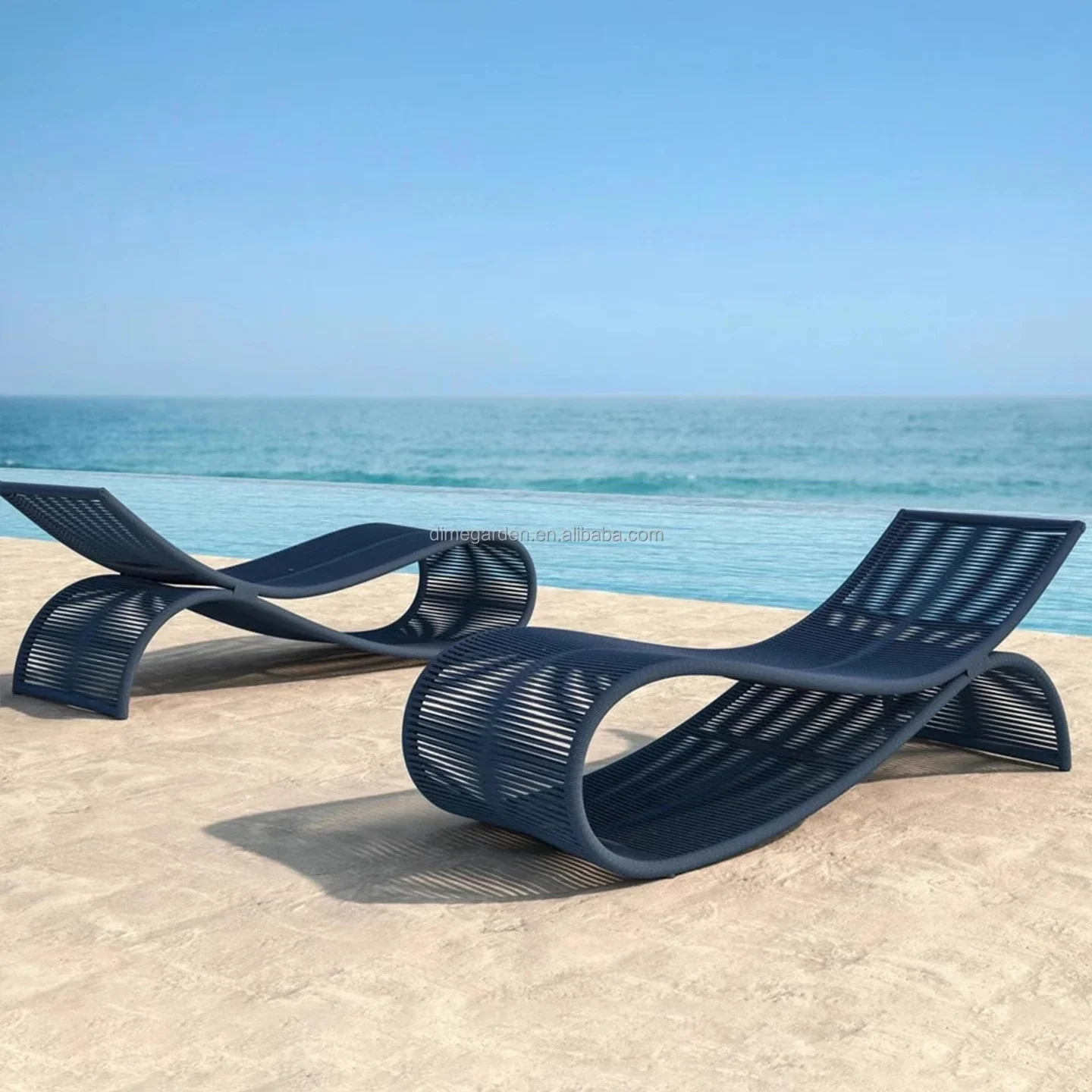 Outside Hotel Lounger Aluminum Frame Sunbed Villa Terrace Rattan Outdoor Sunbathing Pool Garden Lounge Chair  Outdoor Furniture