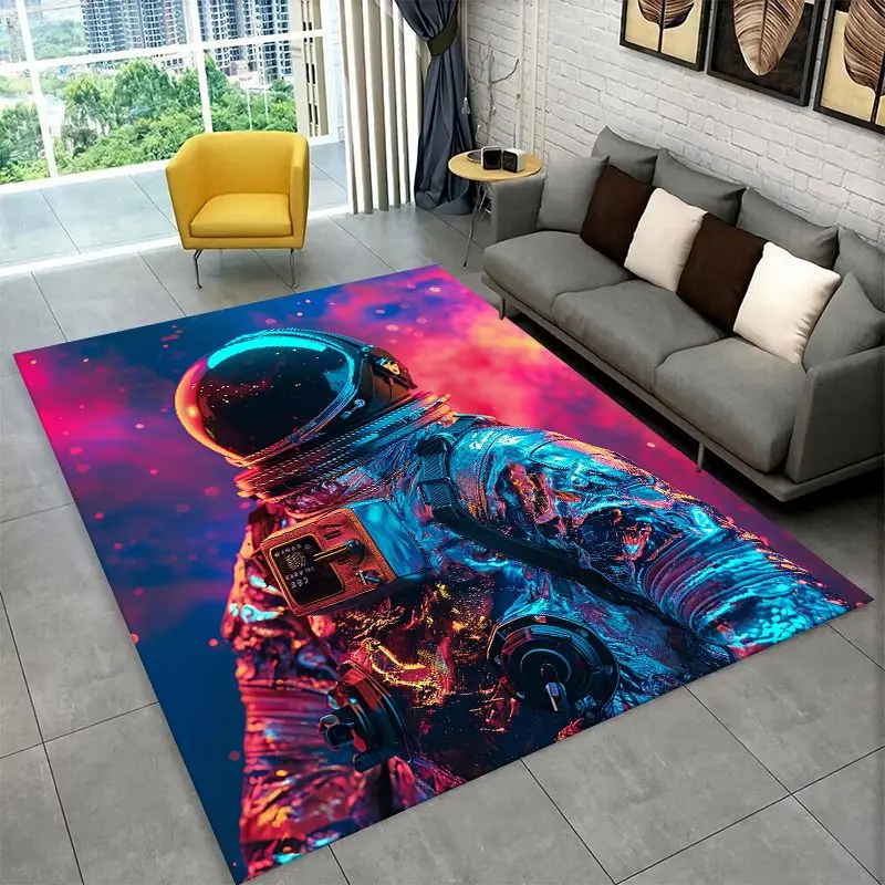 Cartoon Astronaut Spaceman Planet Large Area Rug Non-slip Carpet for Bedroom Living Room Sofa Doormat Home Decor Floor Mat Gift