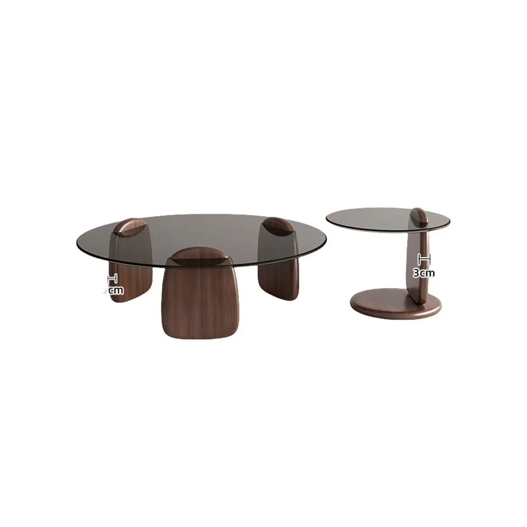 طاولة قهوة منزلية لغرفة المعيشة الإيطالية الفاخرة والخفيفة وطاولة قهوة حديثة وبسيطة وطاولة قهوة زجاجية مستديرة مبتكرة #6