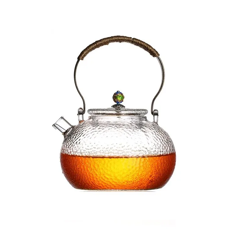 Resist High Temperature Glass Teapot Thicken and Filter Boil Large-capacity Hammer Copper  Lift The Beam Teapot.