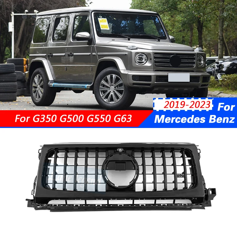 GT Style Front Grille Grill For Mercedes Benz W464 G Class G350 G500 G550 G63 AMG 2019-2023 Upper Bumper Hood Mesh