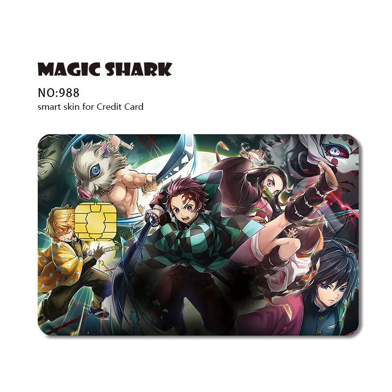 Anime Demon Salyer Matte 3M PVC Sticker Film Tape Skin for Credit Card Debit Card Tanjirou Waterproof Stickers Big Small Chip