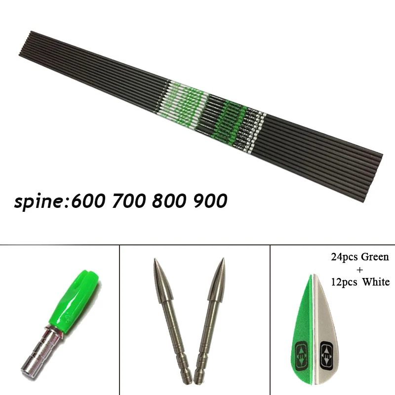 

Spine 350 - 1000 ID4.2mm Carbon Arrows Shaft Vanes Recurve Bow LongBow Hunting Shooting 12pcs