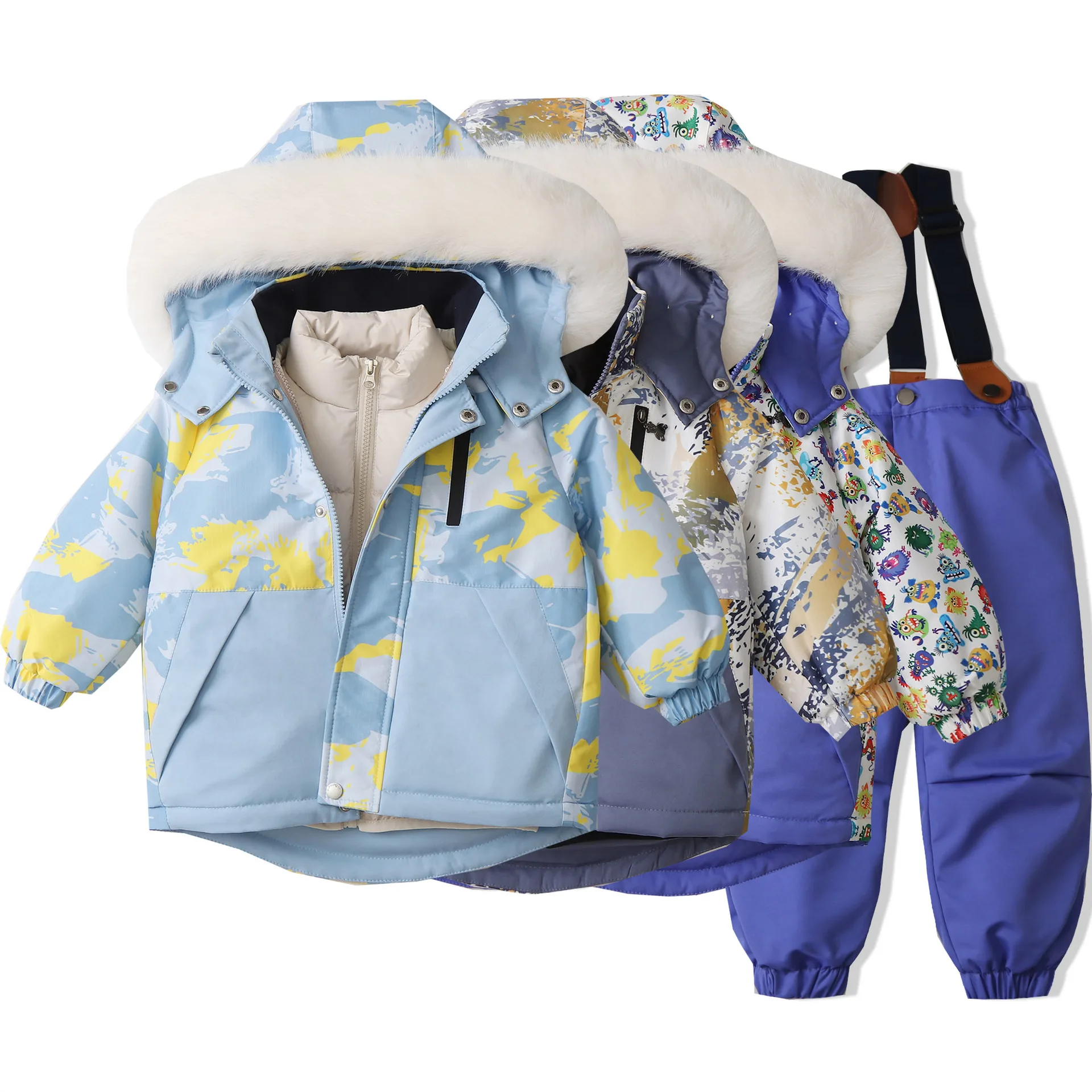 

Children's Outdoor Ski Suit Fashion and Thickening Camouflage Set Kids Comfortable and Keep Warm Outdoor Clothing