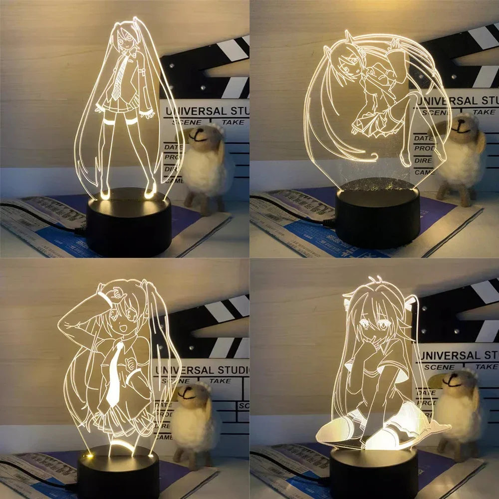 Hatsune Miku Anime Peripheral Cartoon Acrylic Furniture for Display Light Board Bedroom Decoration Night Lamp Festivals Gift