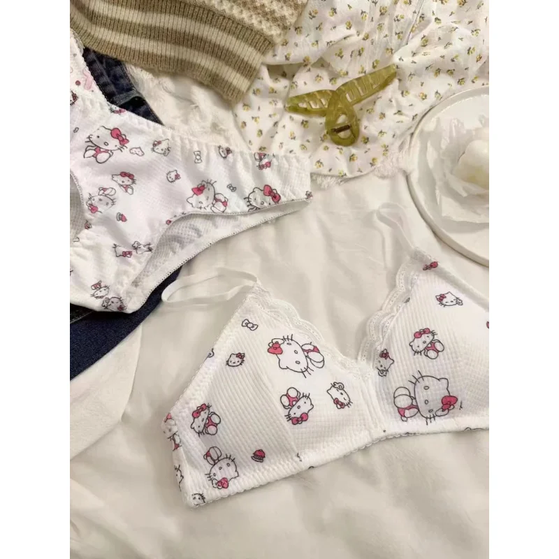 Roupa íntima japonesa para meninas, reunião fina sem armação, não copo triangular vazio, sutiã doce