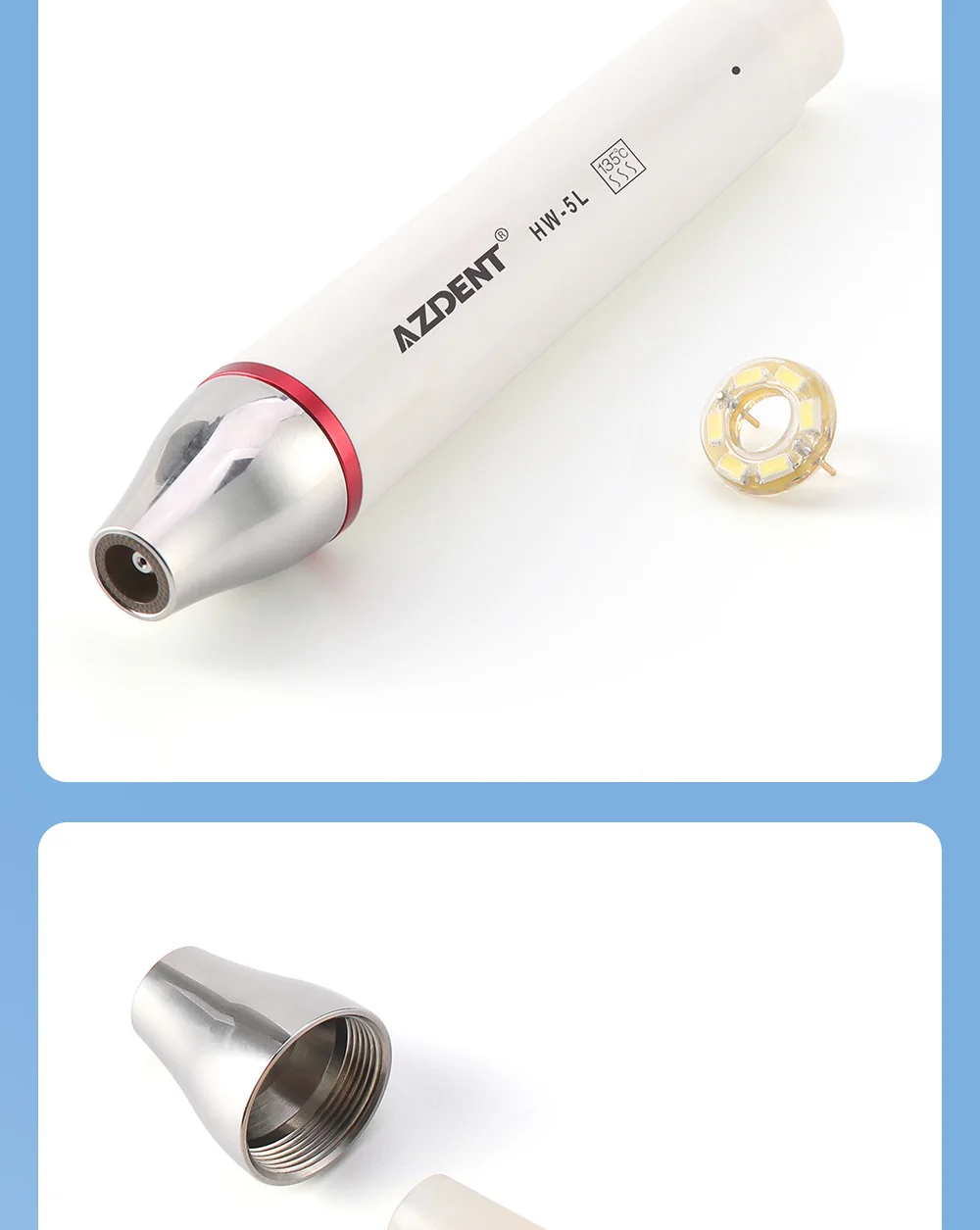 AZDENT Dental Ultraschall-Piezo-Scaler-Handstück mit LED-Beleuchtung, Plug-in-Griff, passend für EMS Woodpecker VRN DTE SATELE Ultraschall-Scaler – Detail 7