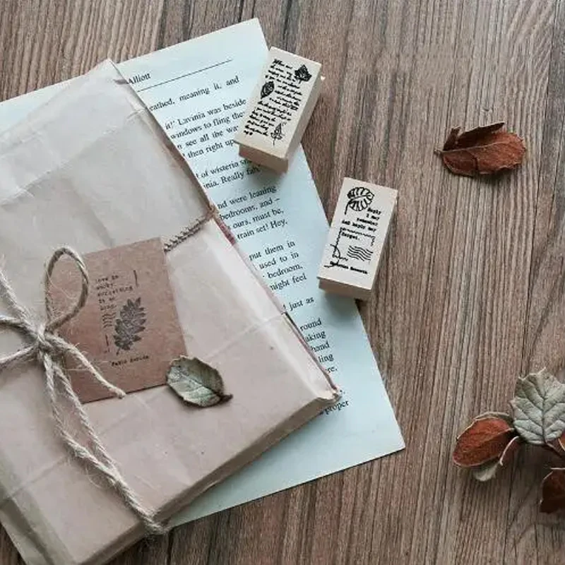 1 szt. Wiersz liści serii drewniane i stemple gumowe dla majsterkowiczów pamiętnik scrapbooking zdjęcie dekoracja albumu