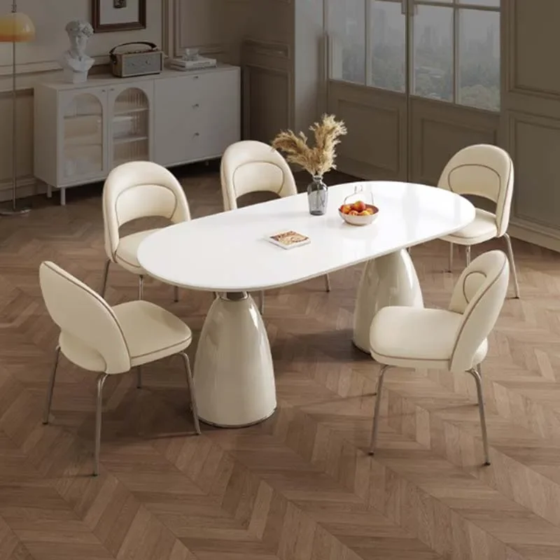 

Kitchen White Luxury Table Unique Metal Design Nordic Dining Table Restaurant Mesas Bistro Organizer Muebles Hotel Furniture