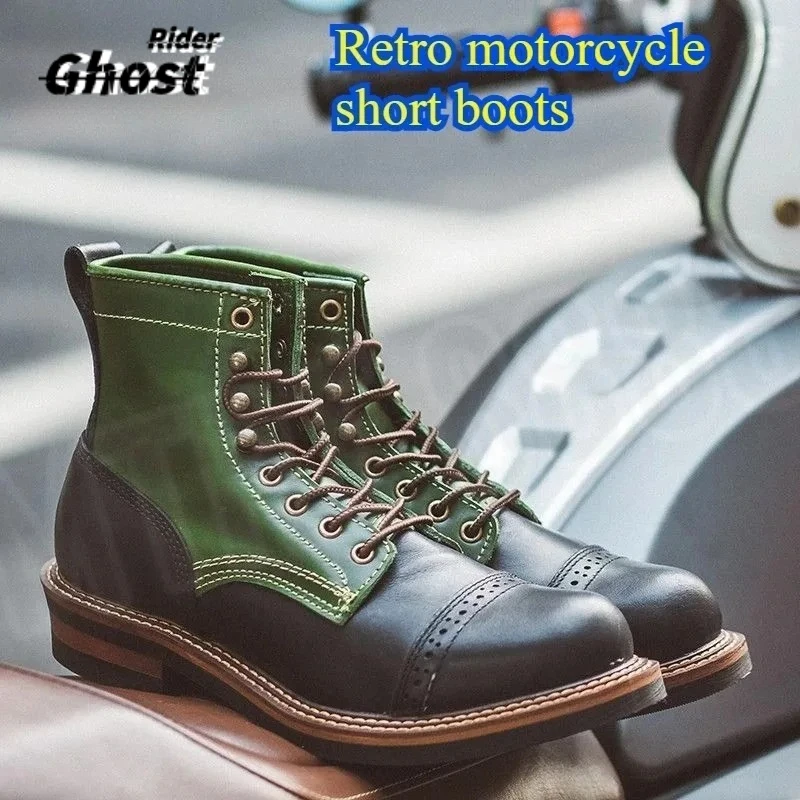 

Retro Moto Short Boots Couple Boots British Short Face Work Boot Cycling Shoes Comfort Anti-collision Protective Boot