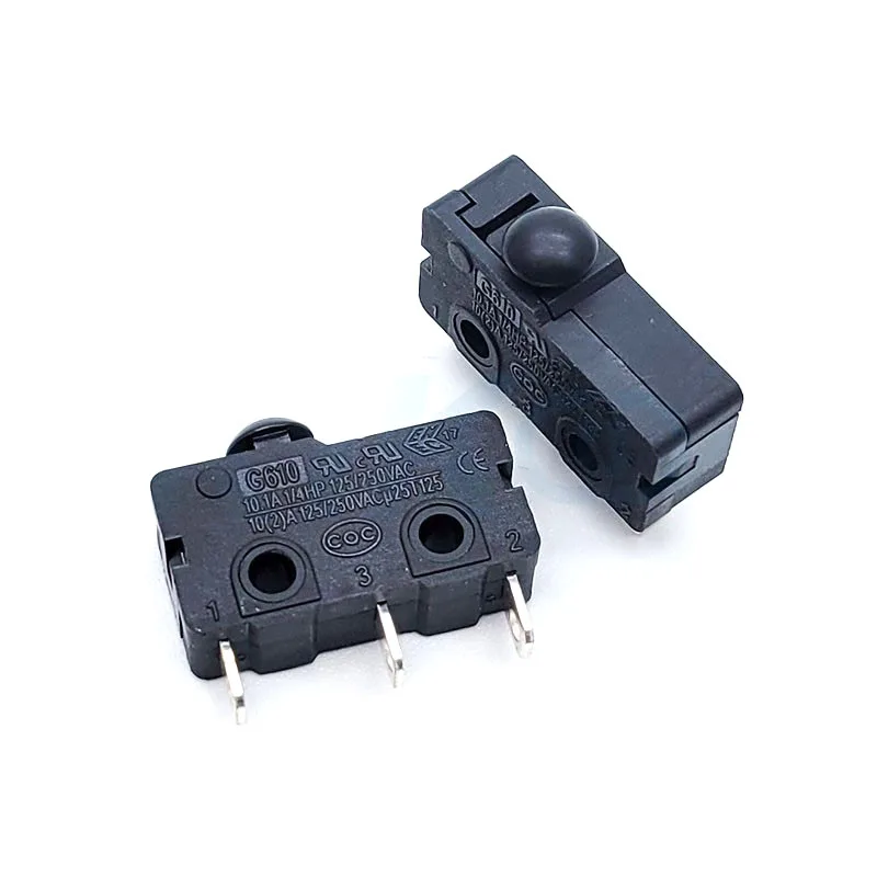 G610 microswitch 3-pin round head button travel limit mushroom head point action key coffee machine 10A125/250V