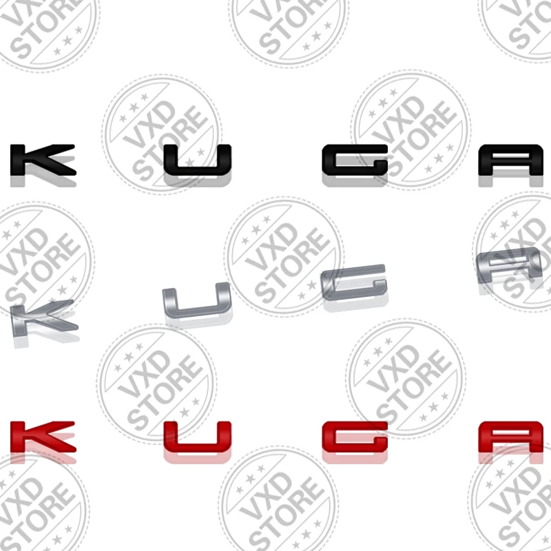 For Ford KUGA Lettering Car 3D Metal Letters Logo Badge Decals Sticker Car Auto Rear Trunk Alphabet Emblem Styling Stickers