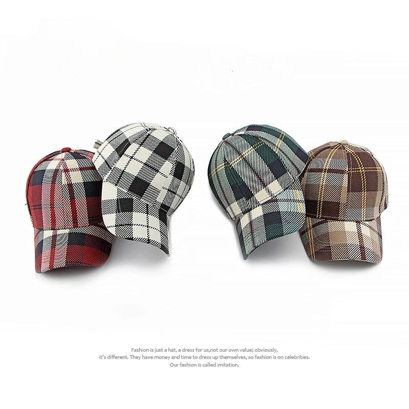 Spring and Autumn New Korean Fashion Check Cap Women's Classic Personality Hard Top Plaid Baseball Cap Men's Casual Street Caps
