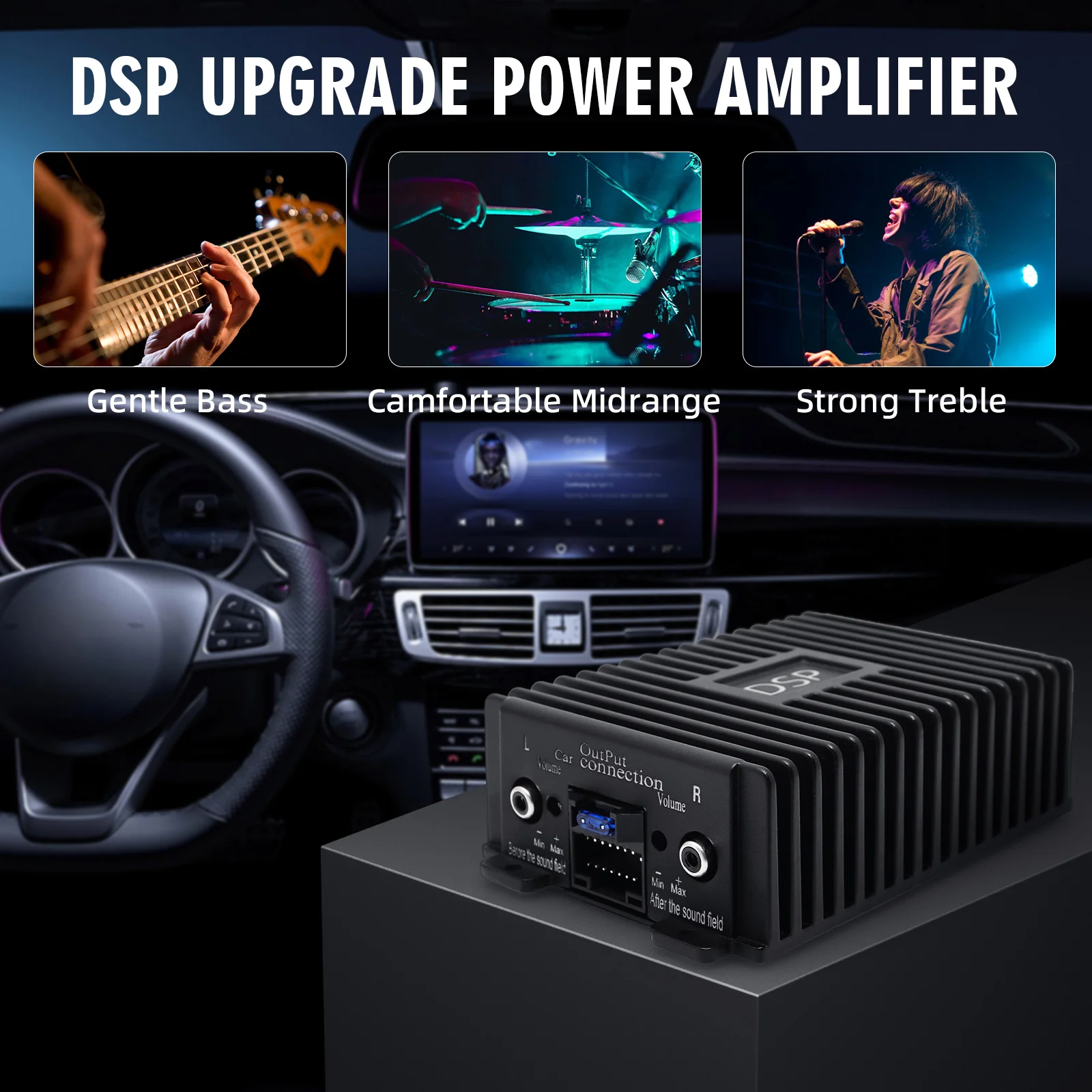 Car Radio Amplifier for Android Radio DSP Non Destructive Modification Speaker Enhance Sound Car Audio Processor 4 Channel