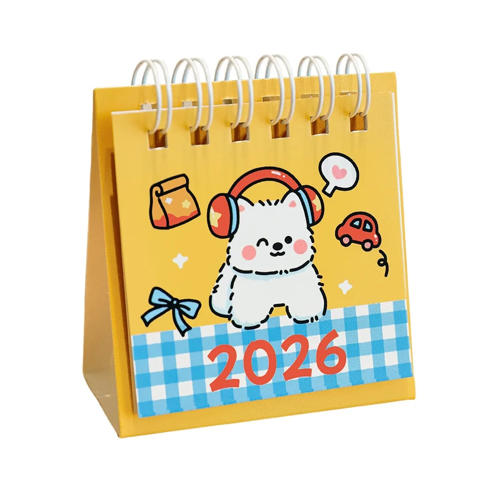 

Cute Mini 2026 Desk Calendar Coil Binding Cartoon Desktop Calendar Portable Fruit Shape Daily Planner Office School Supplies