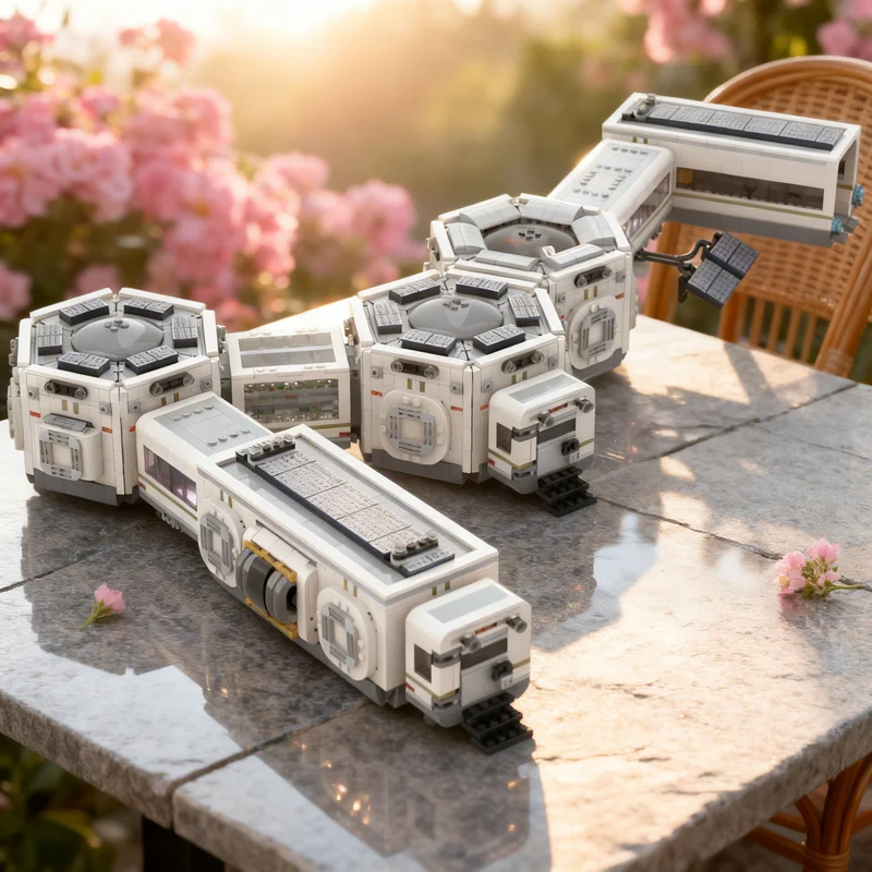 

4437pcs MOC XREA Research Outpost 2 Now With Hexagons Icons Model Building Blocks Construction Toys Christmas Gifts Brick Kids
