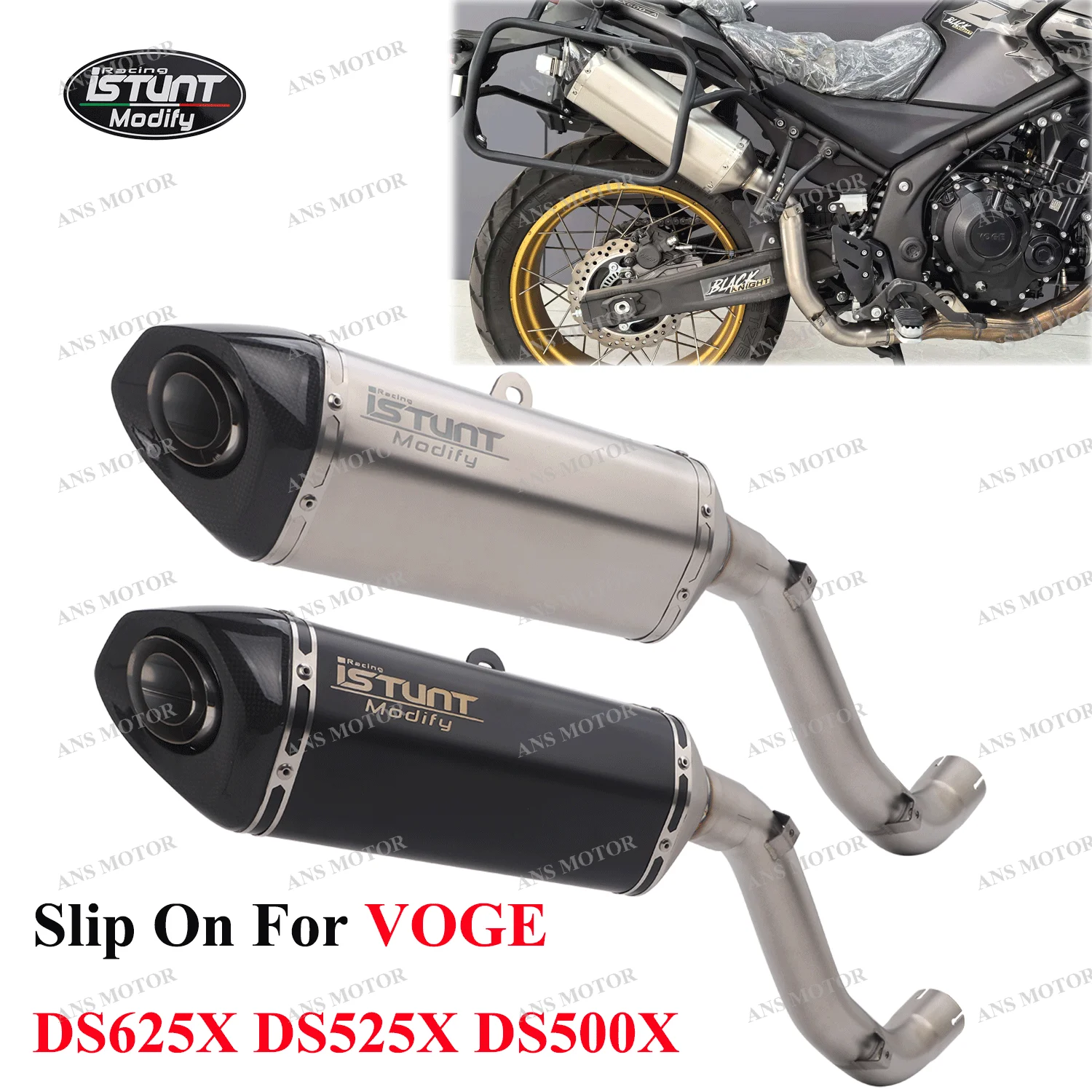 Tubo Centrale per Scarico Moto VOGE DS625X DS525X DS500X, Terminale di Scarico Slip-On per DS625X