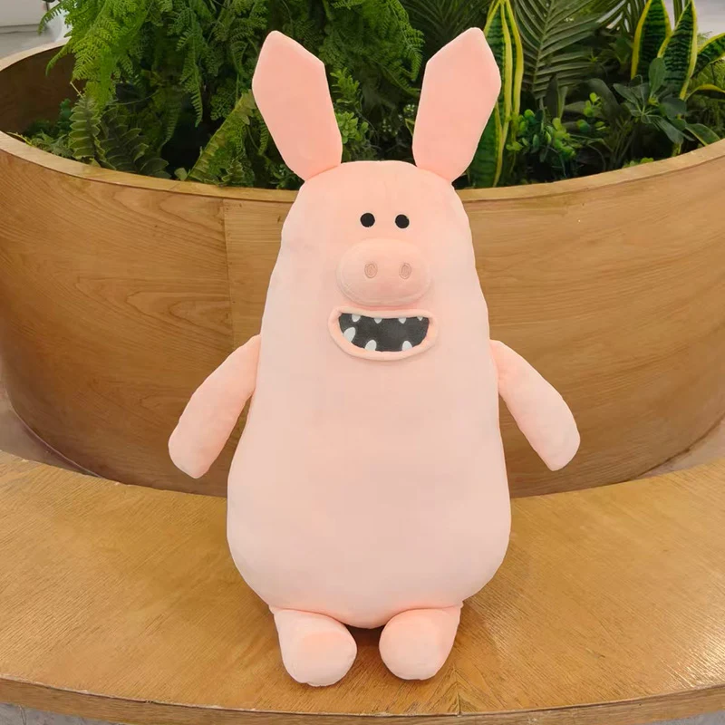 Mischievous Pig Plush Toy Pink 65cm Soft Stuffed Animal with Open Smile for Bedroom Cuddle Rest Huggable Comfort Companion