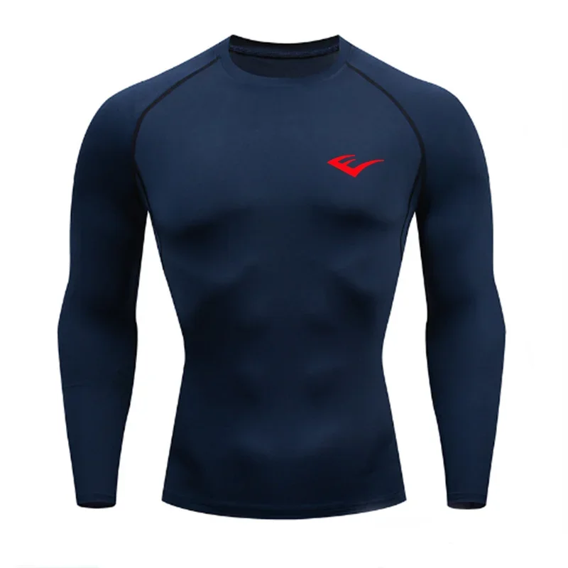 Herren Rundhals Schnelltrocknend Langarm Kompressions-Sportshirt Fitness Enganliegendes T-Shirt Laufshirt Casual Frühling Und Herbst – Detail 17