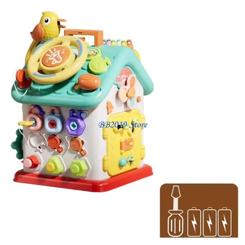 Q0KB Tragbares Lernspielzeug, 6-seitiges beschäftigtes Haus, einfache mehrere Spiele, Heim- und Reisegebrauch,