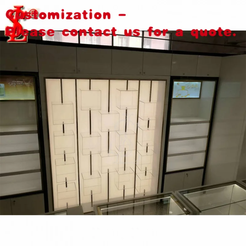 

custom.High End Mall Cosmetic Kiosk & Shop Interior Design Showcase with LED Lighting Perfume & Makeup Display Cabinet