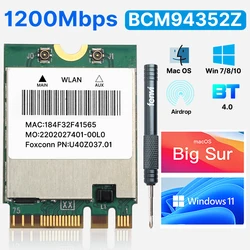 fenvi 1200Mbps BCM94352Z WiFi Network Card Bluetooth 4.0 Dual Band 5G/2.4Ghz BCM94352 DW1560 NGFF M.2 Adapter for Hackintosh mac