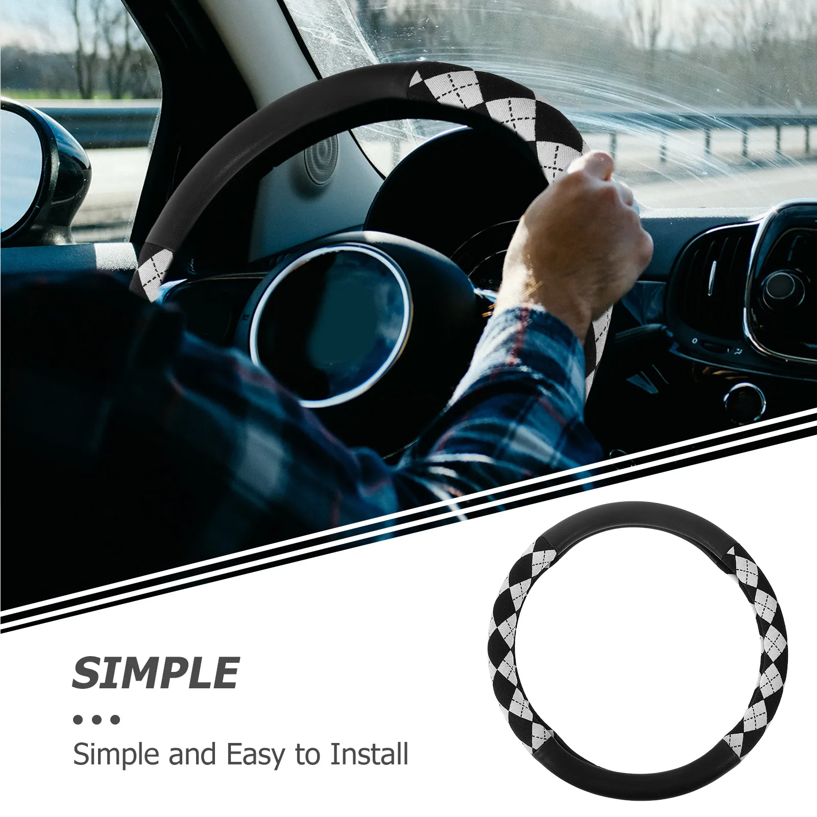 

Wheel Cover Anti Slip Comfortable Durable Universal Fit For Most Car Models Easy Installation Decorative Steering Cover