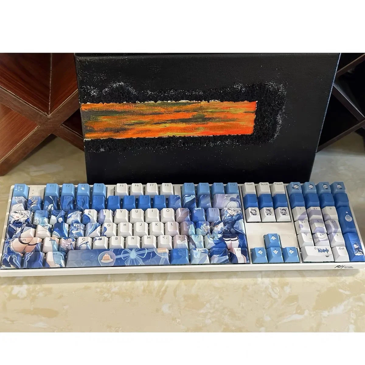 Genshin-teclas de Anime Water God Furina, accesorios de teclado mecánico, PBT, Cherry Profile, Gaming