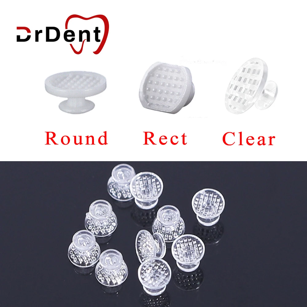 Drdent 10Pcs/Bag Odontologia Orthodontics Dental Clear Ceramic Composite Lingual Button Metal Traction Hook Round Rectangular