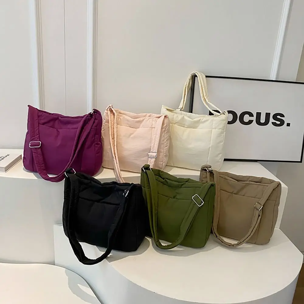 Space Cotton Adjustable Length Crossbody Bags Quilted Padded Totes Bag Large Capacity Down Fabric Messenger Shoulder Bag