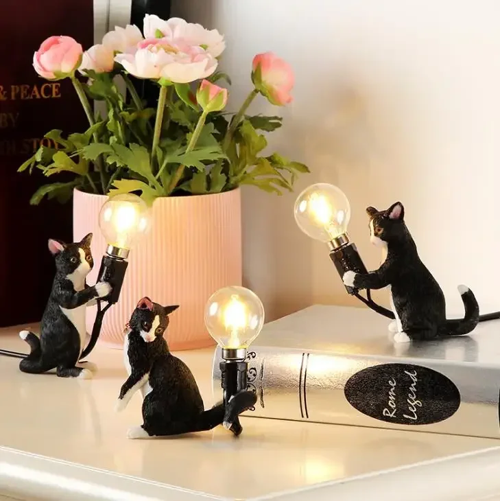 Animals Table Lamps Nordic Children's Bedroom Resin Cat Table Light Desk Lamp Luminaire home Decor night light Lighting