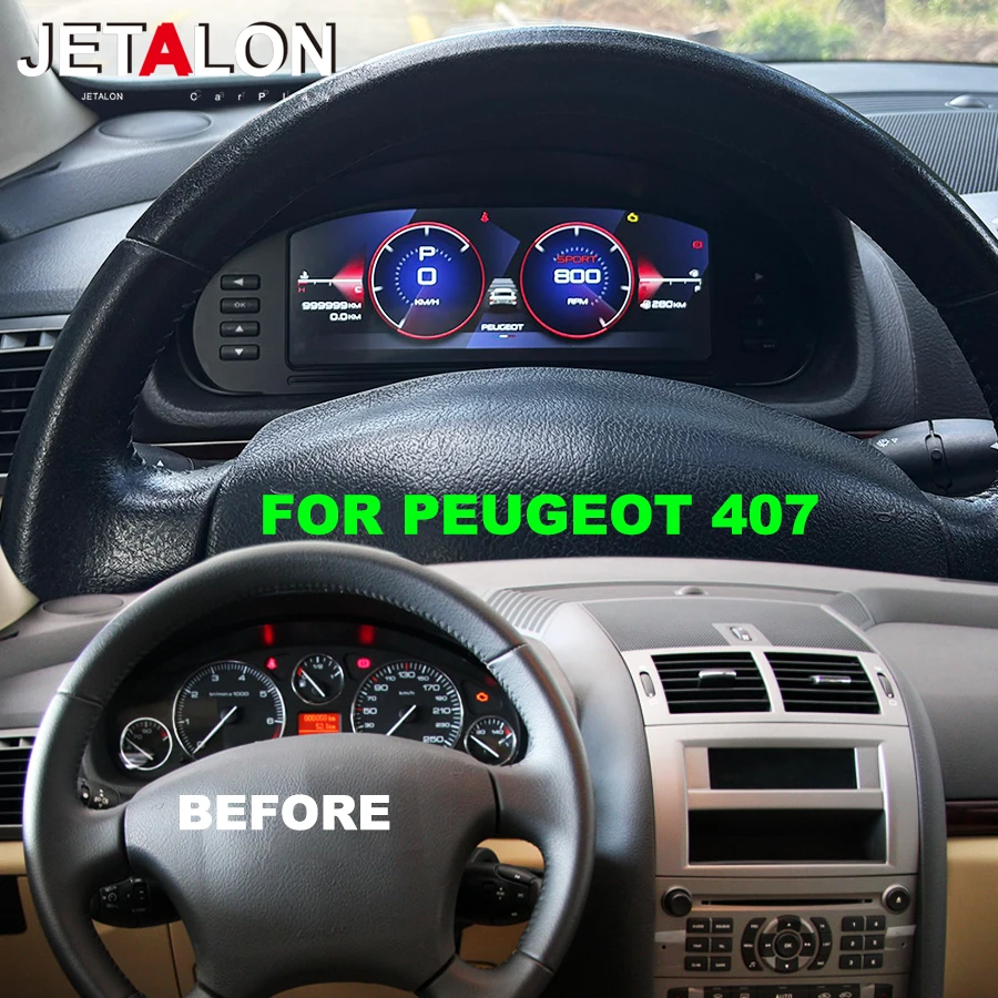 For Peugeot 407 2004-2010 Digital Dashboard Cluster LCD Instrument Panel Tachometer Odometer Clock Speedometer Virtual Cockpit