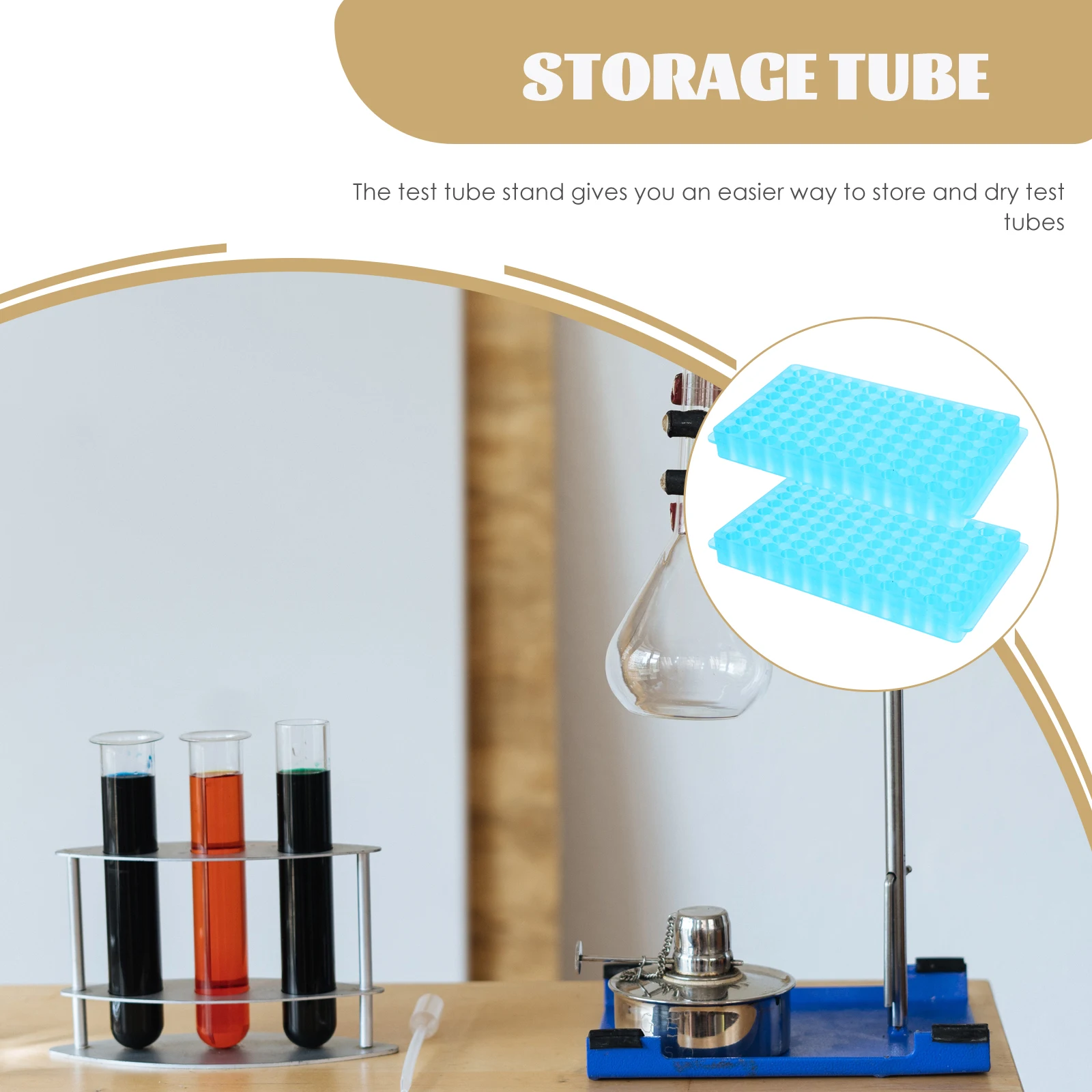 

2 Pcs Tube Rack Blue 96 Holes Double Sided Lab Test Tube Holder For 0 5ml 1 5ml 2ml Teaching Equipment Test Tubes