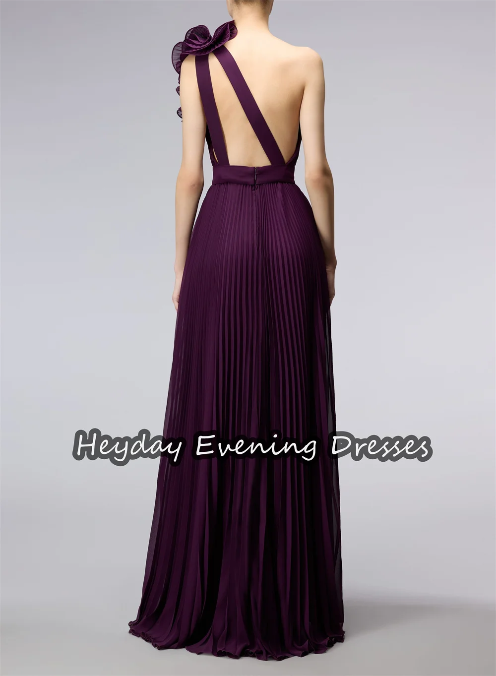 Heyday Poplar Straight One-shoulder Flowers Saudi Simple Prom Gown Pleats Arab Floor Length Evening Party Dresses For Women 2024