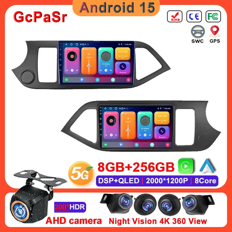 

Android 15 Carplay Auto Car Radio For KIA PICANTO Morning 2011 - 2016 RHD Multimedia Player Auto Radio GPS Navigation Head Unit
